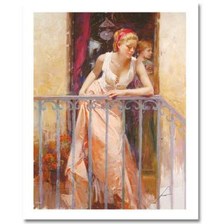 Pino (1939-2010) "At the Balcony" Limited Edition Giclee. Numbered and Hand Signed; Certificate of Authenticity.