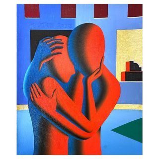 Mark Kostabi, "You're Worth More than Five Mil" Original Oil Painting on Canvas, Hand Signed with Certificate of Authenticity.