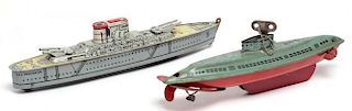 2 Vintage US Navy Ship-Related Tin Toys