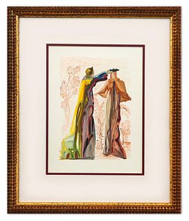 Salvador Dali- Original Color Woodcut on B.F.K. Rives Paper "Purgatory 27"