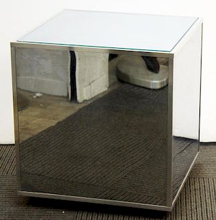 Mid-Century Rolling Mirrored Side Table