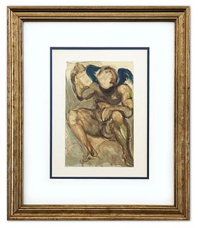Salvador Dali- Original Color Woodcut on B.F.K. Rives Paper "Purgatory 15"