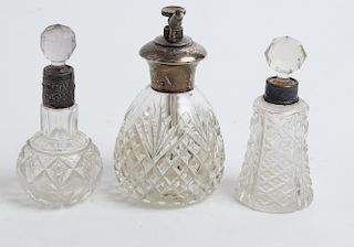 3 Sterling Silver & Cut Glass Perfumes