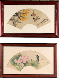 2 Chinese Inks on Paper - Framed Fans