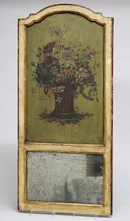 Small Vintage Floral-Painted Mirrored Panel