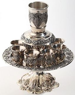 Silver-Plate Judaica Kiddush Wine Fountain
