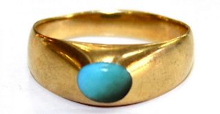 14K Gold & Turquoise Solitaire Ring