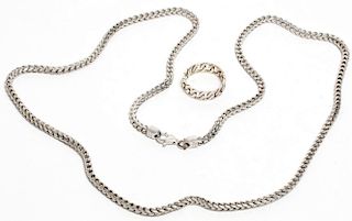 Men's Heavy Sterling Silver Chain Necklace & Ring
