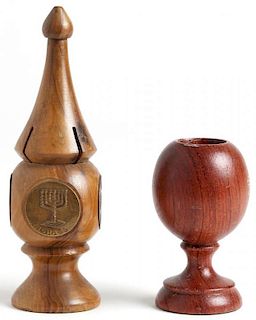 2 Judaica Wooden Spice Towers