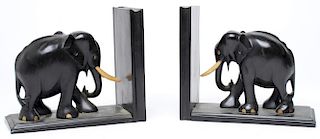 Pair of African Hand-Carved Ebony Bookends