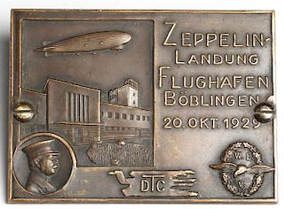 Rare German "Graf Zeppelin" Brass Plaque, 1929