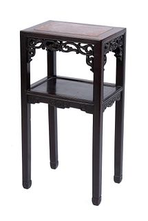 CHINESE MARBLE TOP PLANT STAND