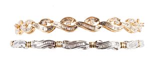 TWO GOLD AND DIAMOND BRACELETS