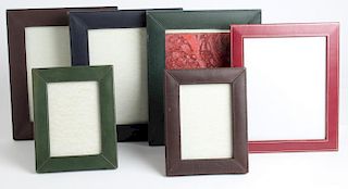 6 Leather Picture Frames, including T. Anthony