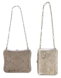 (2) AMERICAN STERLING SILVER LADIES' PURSES ON CHAINS