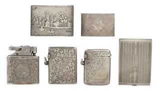 (6) STERLING & OTHER SILVER VESTA CASES, MATCHBOX COVERS