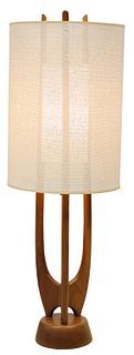 MID-CENTURY MODERN TEAK TABLE LAMP, 41"H