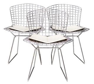 (3) HARRY BERTOIA FOR KNOLL STEEL WIRE SIDE CHAIRS