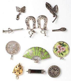 11 Assorted Silver Jewelry Articles & Accessories