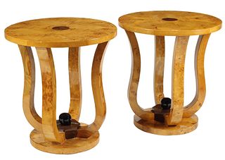 (2) ART DECO STYLE ROUND SIDE TABLES