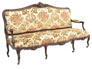 FRENCH LOUIS XV STYLE ROSEWOOD UPHOLSTERED SETTEE