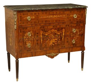 FRENCH LOUIS XVI STYLE MARBLE-TOP COMMODE
