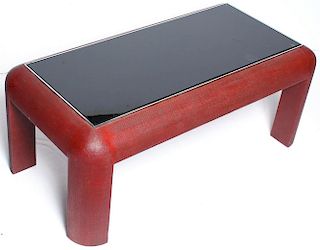 Linen & Red Lacquer Low Table