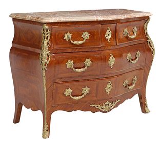 FRENCH LOUIS XV STYLE MARBLE-TOP COMMODE