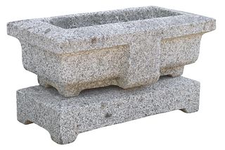 CAST STONE GARDEN TROUGH PLANTER ON FOOTED BASE