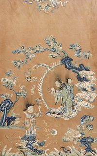 CHINESE EMBROIDERED SILK PANEL FEMALE IMMORTAL