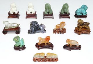 (13) SMALL CHINESE CARVED HARDSTONE ANIMAL FIGURES
