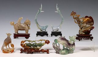 (7) CHINESE CARVED HARDSTONE CABINET FIGURES