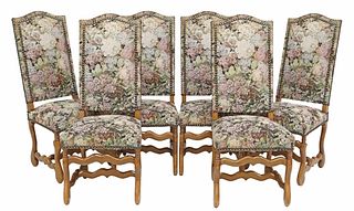 (6) LOUIS XIV STYLE UPHOLSTERED DINING CHAIRS