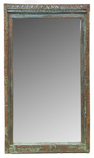 ARCHITECTURAL CARVED & PAINTED TEAKWOOD MIRROR