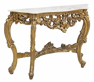 LOUIS XV STYLE MARBLE-TOP GILTWOOD CONSOLE TABLE