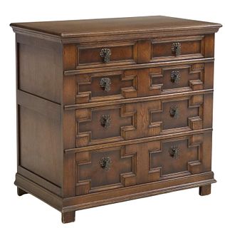 ENGLISH JACOBEAN STYLE GEOMETRIC CHEST OF DRAWERS