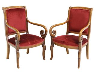(2) FRENCH LOUIS PHILIPPE STYLE FAUTEUILS