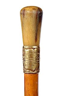 23. Boxing Memorabilia Cane- Late 19th Century- A great boxing presentation of times gone by, “Charles Mitchell from Richar