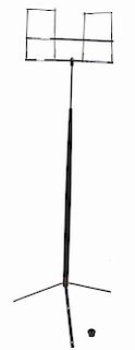 106. Music Stand System Cane - Dated 1918 – A compartment cane with an ebony handle, collapsible music lyre and  base. The 