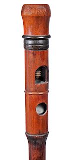 111. Unusual Scope Cane – Ca. 1870 – A beautiful exotic wood handle and shaft with horn mounts, the handle doubles as an 