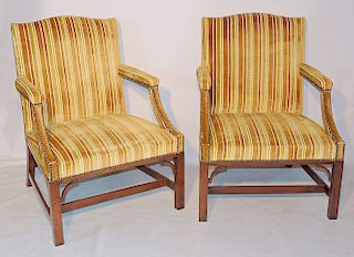 Pair of Kittinger Upholstered Open Arm Chairs