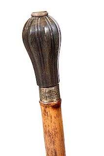 112. Grabber Cane- Ca. 1875- A Dubois grabber cane in working condition, which was made in Brevette, France, dark horn handle