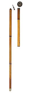 120. Blow Gun Cane- Ca. 1885- A small brass handle which when blown pushes the plunger about 10” to fire a small caliber ce