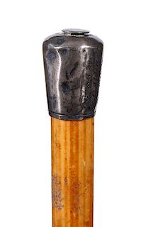 132. Flick Stick Whistle Cane- Ca. 1925- An unusual handsome cab whistle which pulls from atop the cane, where it is hinged a