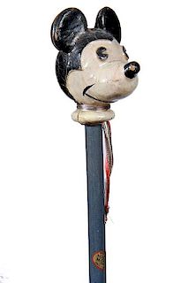 159. Mickey Mouse Disney Cane- Ca. 1935- A rare and hard to find Mickey Mouse item, in fine condition with about 1% paint los