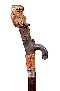 171. Civil War Folk Cane- Dated 1887- An unusual Civil War relic which was found on the battlefield at Chancellorsville, Virg