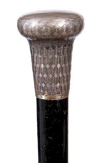 174. Flute Cane- Ca. 1880- When the machined silver handle is removed from the shaft a 9” “In tune London” plaque is at