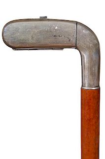 178. Golf Club Compartment Cane- Ca. 1920- A compartment cane in the shape of a putter which is lined on the inside with stra