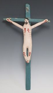 MEXICAN PAINTED SANTO/ ALTAR CRUCIFIX