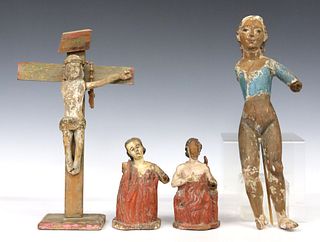 (4) MEXICAN CARVED & PAINTED SANTO/ ALTAR FIGURES